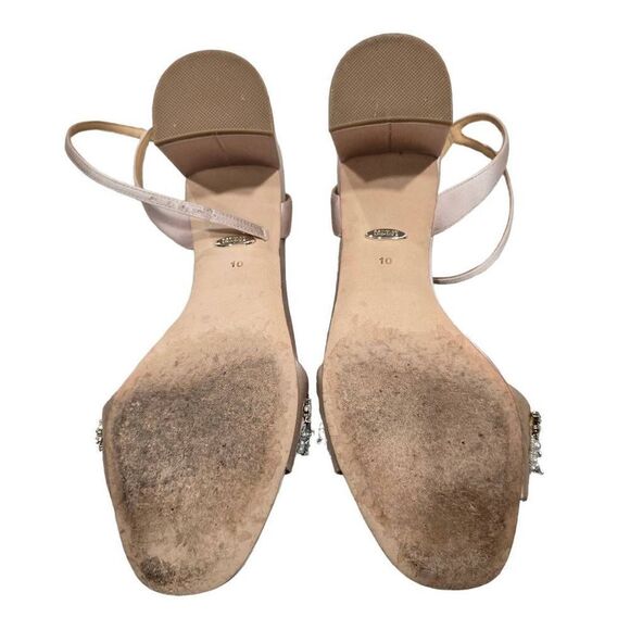 Badgley Mischka Sandals Shoes Women's Blush Pink Size 10 Strap Block Heels - Picture 8 of 9